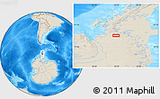 Shaded Relief Location Map of the area around 69° 8' 30" S, 65° 22' 30" W
