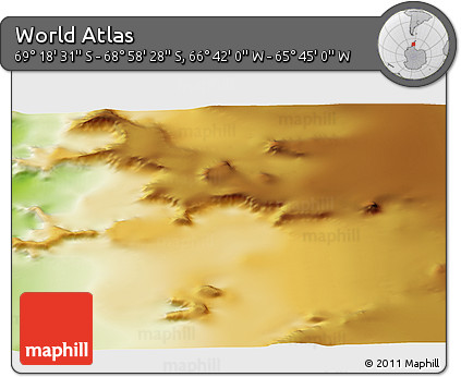 Physical 3D Map of the Area around 69° 8' 30" S, 66° 13' 29" W