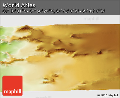 Physical 3D Map of the Area around 69° 8' 30" S, 66° 13' 29" W