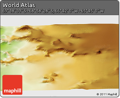 Physical 3D Map of the Area around 69° 8' 30" S, 66° 13' 29" W