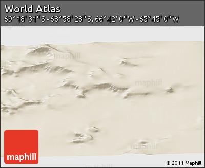 Shaded Relief 3D Map of the Area around 69° 8' 30" S, 66° 13' 29" W