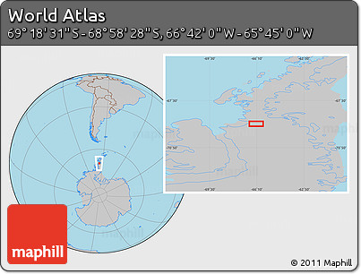 Gray Location Map of the Area around 69° 8' 30" S, 66° 13' 29" W