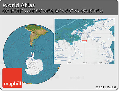 Satellite Location Map of the Area around 69° 8' 30" S, 66° 13' 29" W