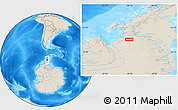 Shaded Relief Location Map of the area around 69° 8' 30" S, 66° 13' 29" W