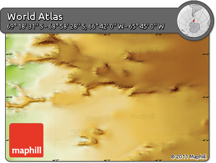 Physical Map of the Area around 69° 8' 30" S, 66° 13' 29" W