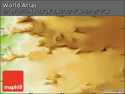Physical Map of the Area around 69° 8' 30" S, 66° 13' 29" W