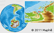 Physical Location Map of the area around 69° 8' 30" S, 68° 46' 30" W