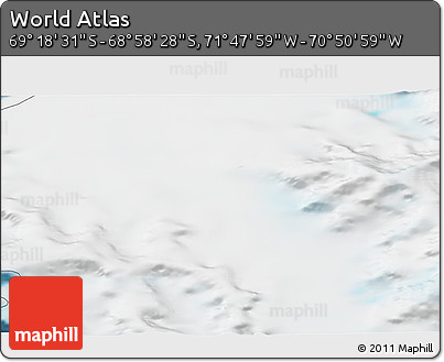 Satellite 3D Map of the Area around 69° 8' 30" S, 71° 19' 29" W