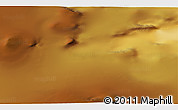 Physical 3D Map of the area around 69° 26' 23" S, 64° 31' 30" W