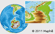Physical Location Map of the area around 69° 26' 23" S, 64° 31' 30" W
