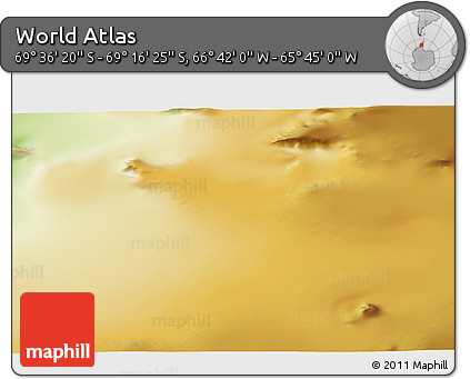 Physical 3D Map of the Area around 69° 26' 23" S, 66° 13' 29" W