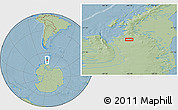 Savanna Style Location Map of the area around 69° 26' 23" S, 66° 13' 29" W, hill shading