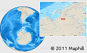 Shaded Relief Location Map of the area around 69° 26' 23" S, 66° 13' 29" W