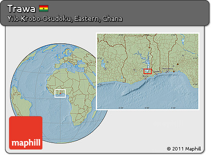 Savanna Style Location Map of Trawa, hill shading