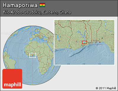 Savanna Style Location Map of Hamaporiwa, hill shading