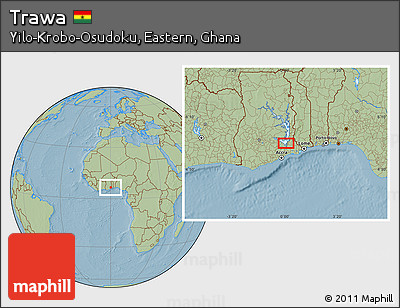 Savanna Style Location Map of Trawa, hill shading