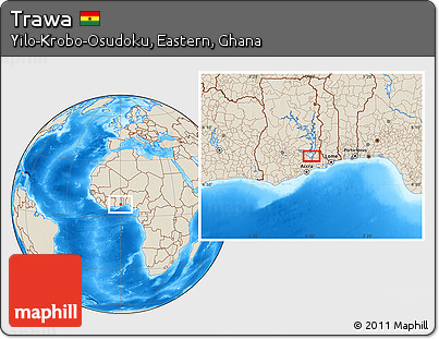 Shaded Relief Location Map of Trawa