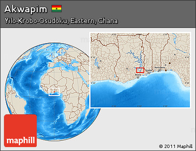 Shaded Relief Location Map of Akwapim
