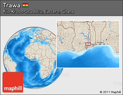Shaded Relief Location Map of Trawa