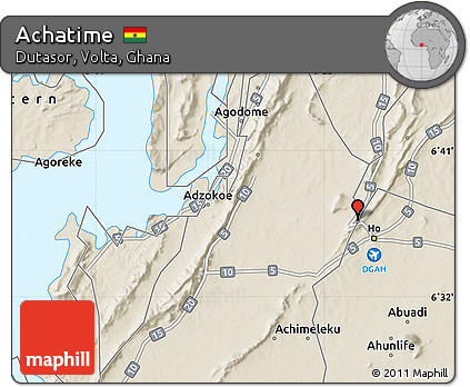 Shaded Relief Map of Achatime