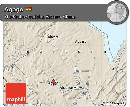 Shaded Relief Map of Agogo