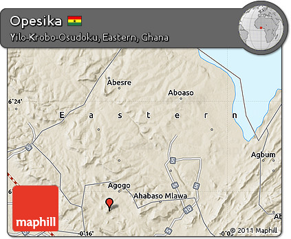 Shaded Relief Map of Opesika