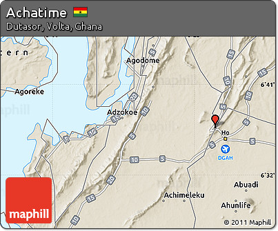 Shaded Relief Map of Achatime