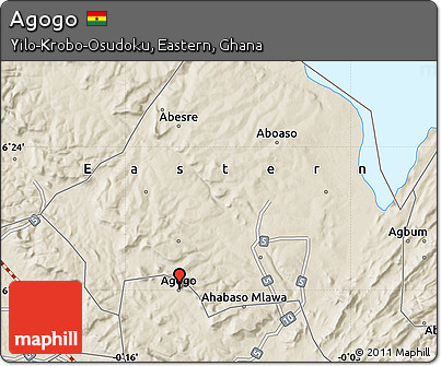 Shaded Relief Map of Agogo