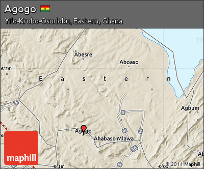 Shaded Relief Map of Agogo