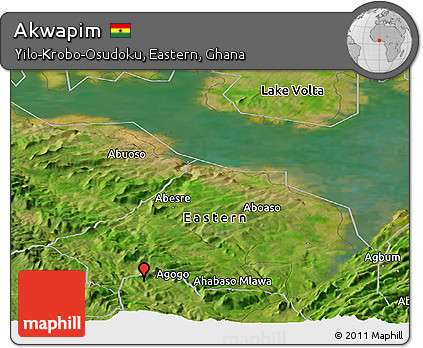 Satellite Panoramic Map of Akwapim