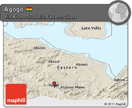 Shaded Relief Panoramic Map of Agogo