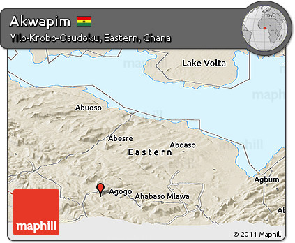 Shaded Relief Panoramic Map of Akwapim