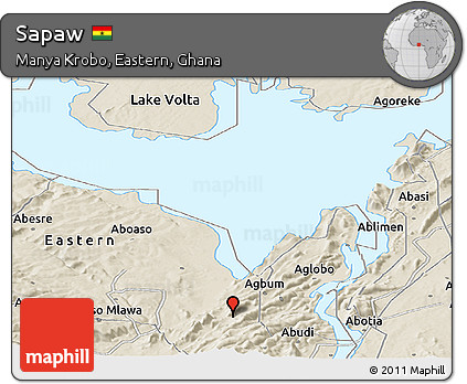 Shaded Relief Panoramic Map of Sapaw