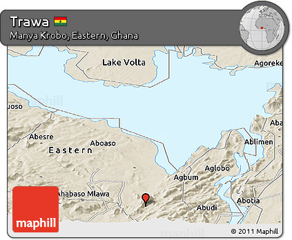 Shaded Relief Panoramic Map of Trawa