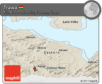 Shaded Relief Panoramic Map of Trawa