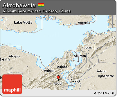 Shaded Relief Panoramic Map of Akrobawnia