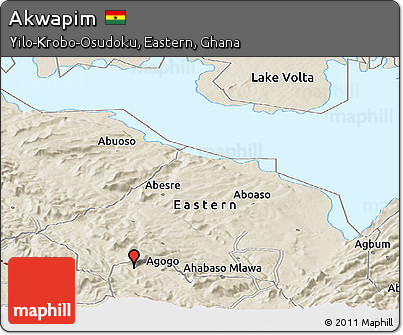 Shaded Relief Panoramic Map of Akwapim