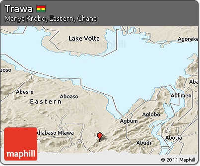 Shaded Relief Panoramic Map of Trawa