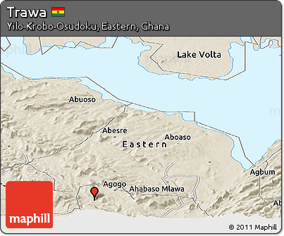 Shaded Relief Panoramic Map of Trawa