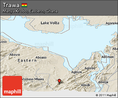 Shaded Relief Panoramic Map of Trawa