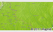 Physical 3D Map of the area around 6° 28' 13" N, 0° 55' 29" E