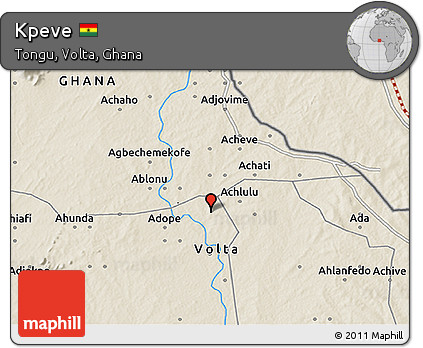 Shaded Relief 3D Map of Kpeve
