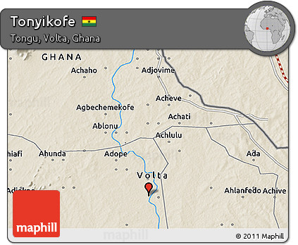 Shaded Relief 3D Map of Tonyikofe