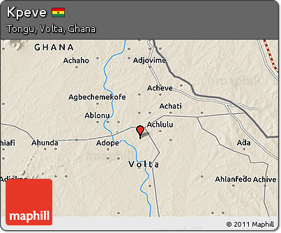 Shaded Relief 3D Map of Kpeve