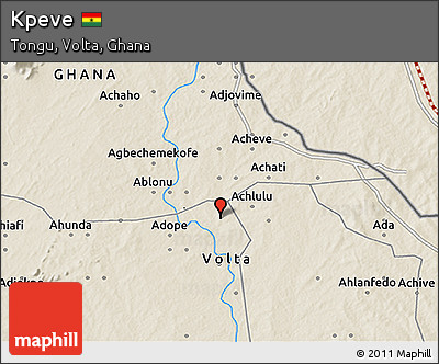 Shaded Relief 3D Map of Kpeve