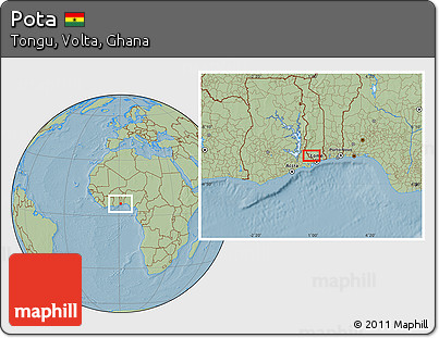 Savanna Style Location Map of Pota, hill shading