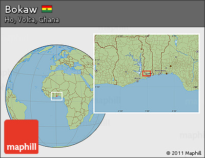 Savanna Style Location Map of Bokaw