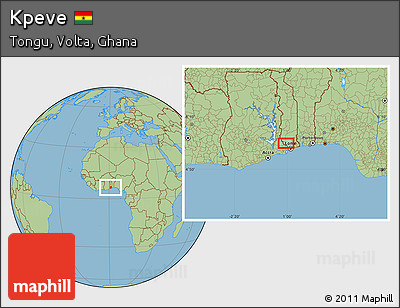 Savanna Style Location Map of Kpeve