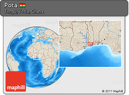 Shaded Relief Location Map of Pota