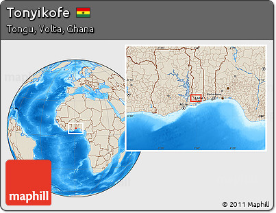 Shaded Relief Location Map of Tonyikofe